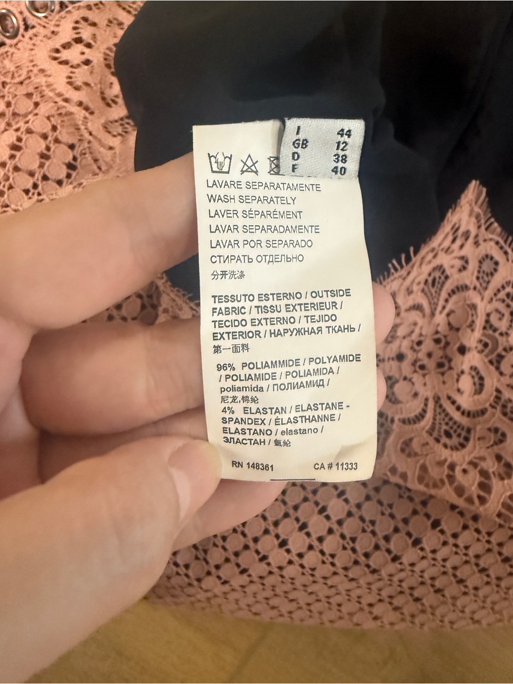 Pinko Fall 2019Collection Lace Mini Dress Dusty Blush Pink Mauve Medium Designer - Picture 6 of 8